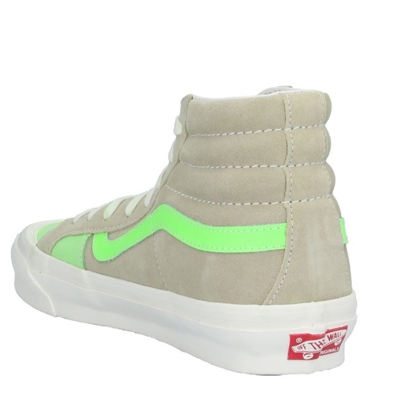 VANS Neon Green & Beige High Top Skater Sneaker - Picture 3 of 8